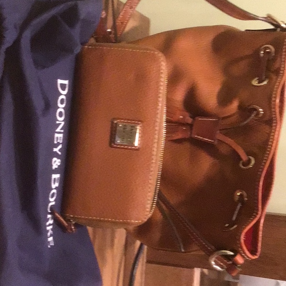 Dooney and Bourke Kendall Drawstring and Zip Around Wallet Color:  Caramel